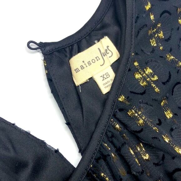 Maison Jules Silk Sleeveless Party Dress, Black with Gold - Picture 5 of 6
